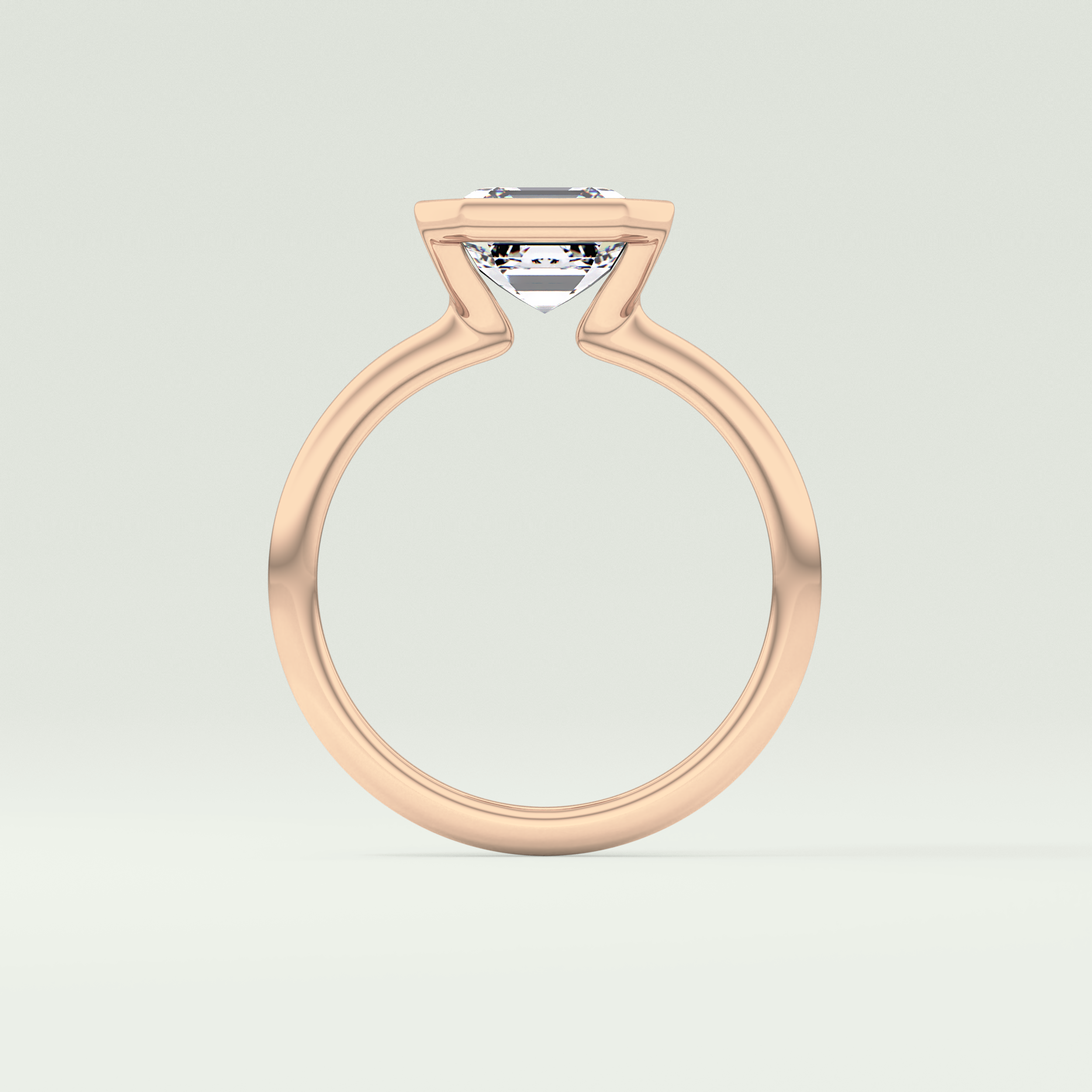 2.0 CT Asscher Cut Half Bezel Lab-Grown Diamond Engagement Ring 12