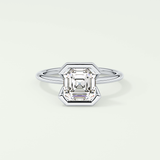 2.0 CT Asscher Cut Half Bezel Lab-Grown Diamond Engagement Ring 13