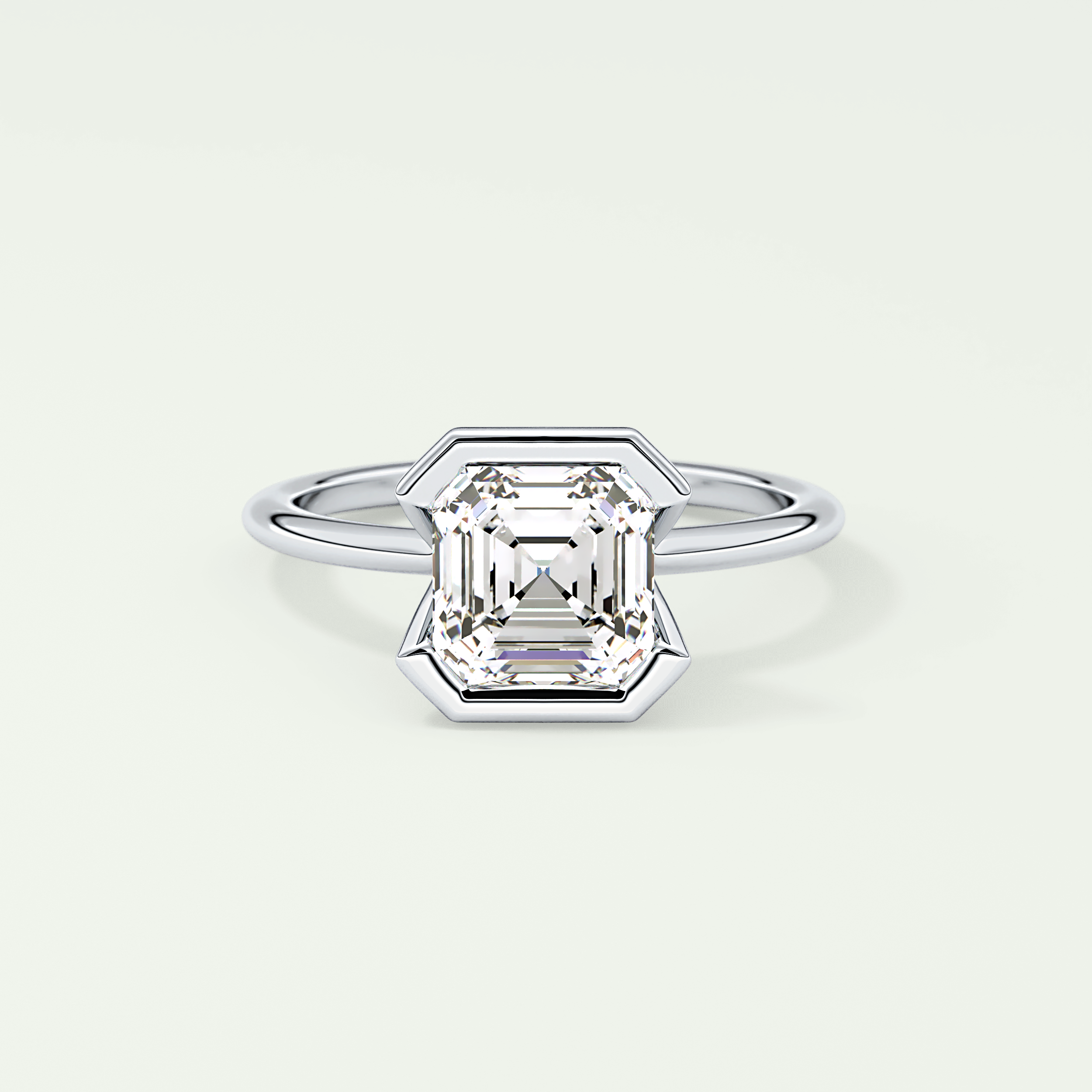 2.0 CT Asscher Cut Half Bezel Lab-Grown Diamond Engagement Ring 13