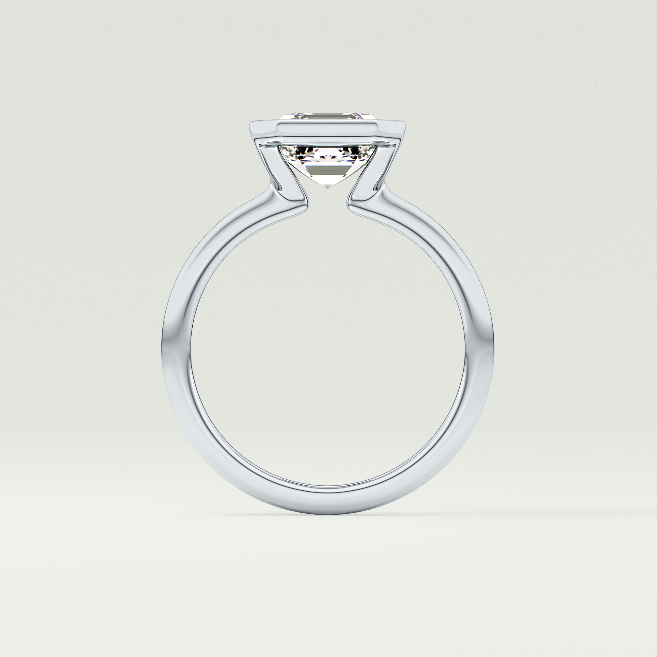 2.0 CT Asscher Cut Half Bezel Lab-Grown Diamond Engagement Ring 18
