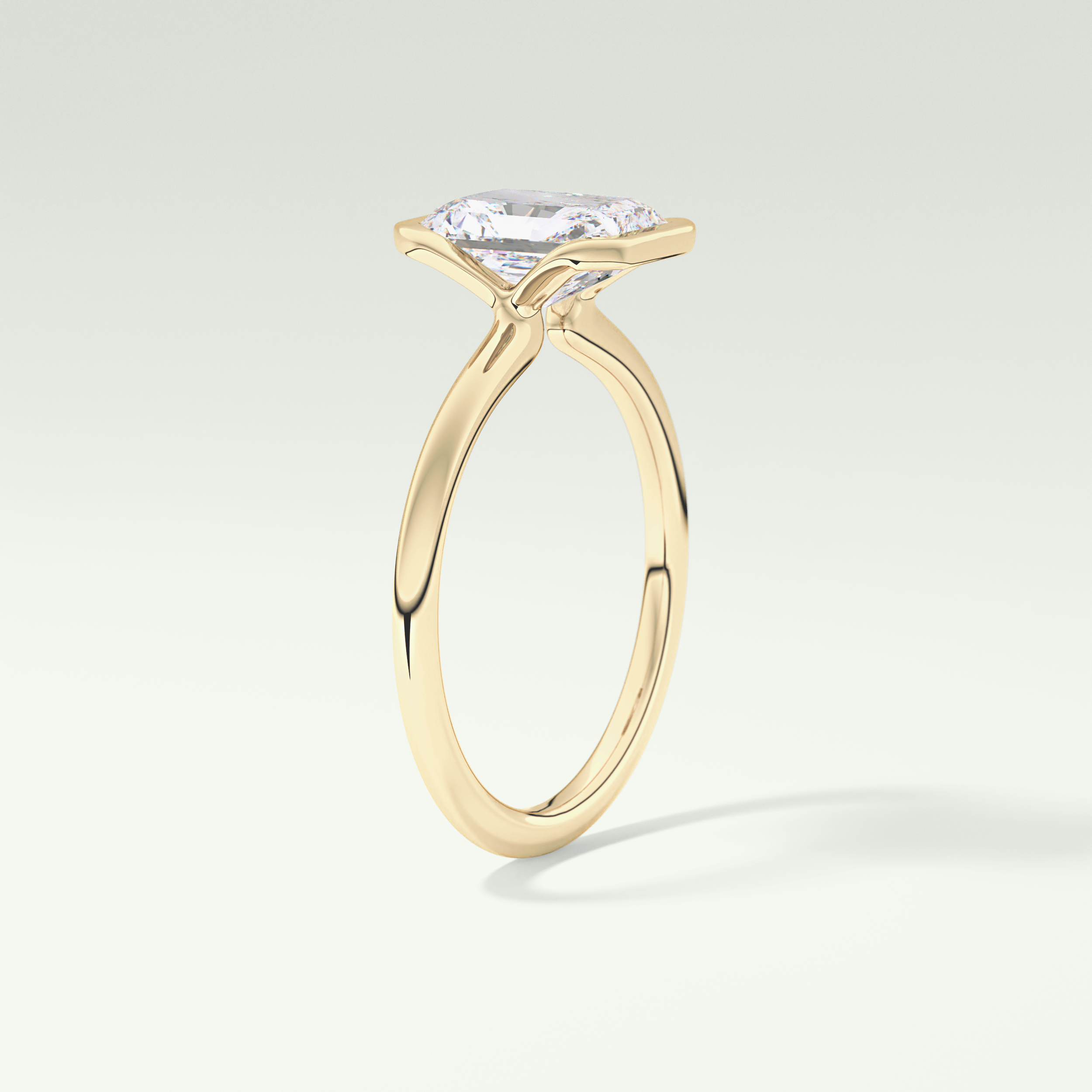 2.0 CT Radiant Cut Half Bezel Moissanite Engagement Ring 5