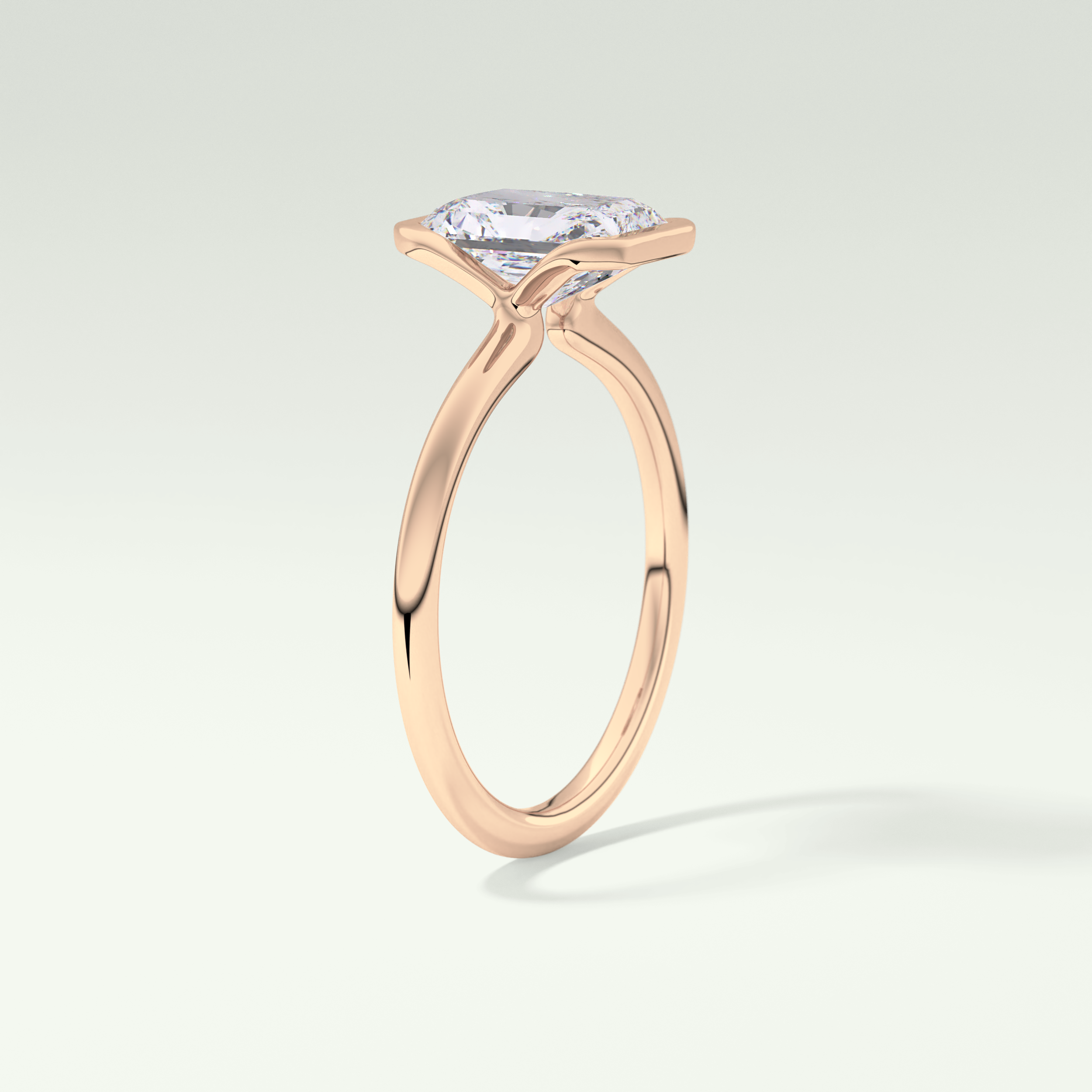 2.0 CT Radiant Cut Half Bezel Moissanite Engagement Ring 11