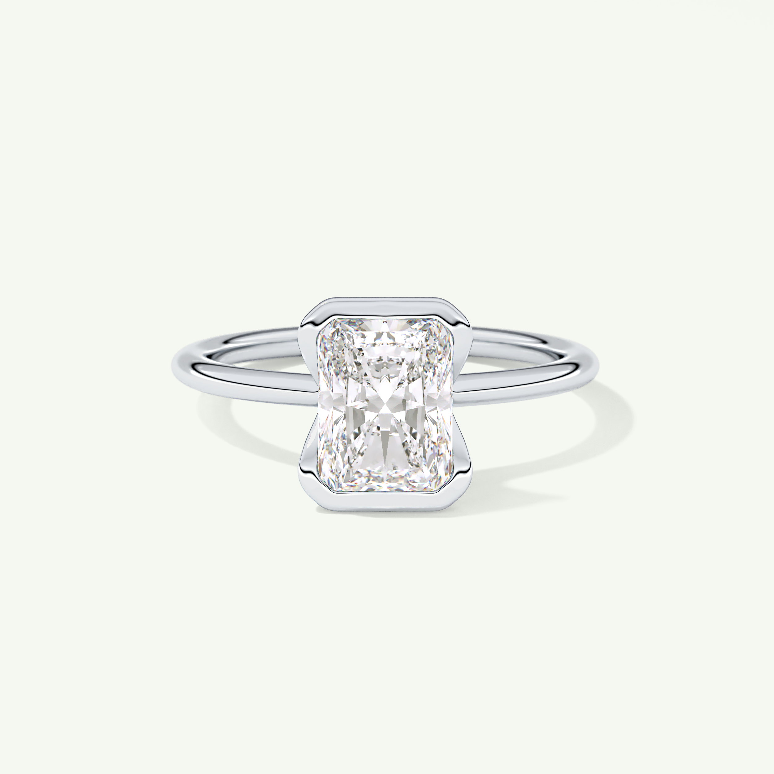 2.0 CT Radiant Cut Half Bezel Moissanite Engagement Ring 13