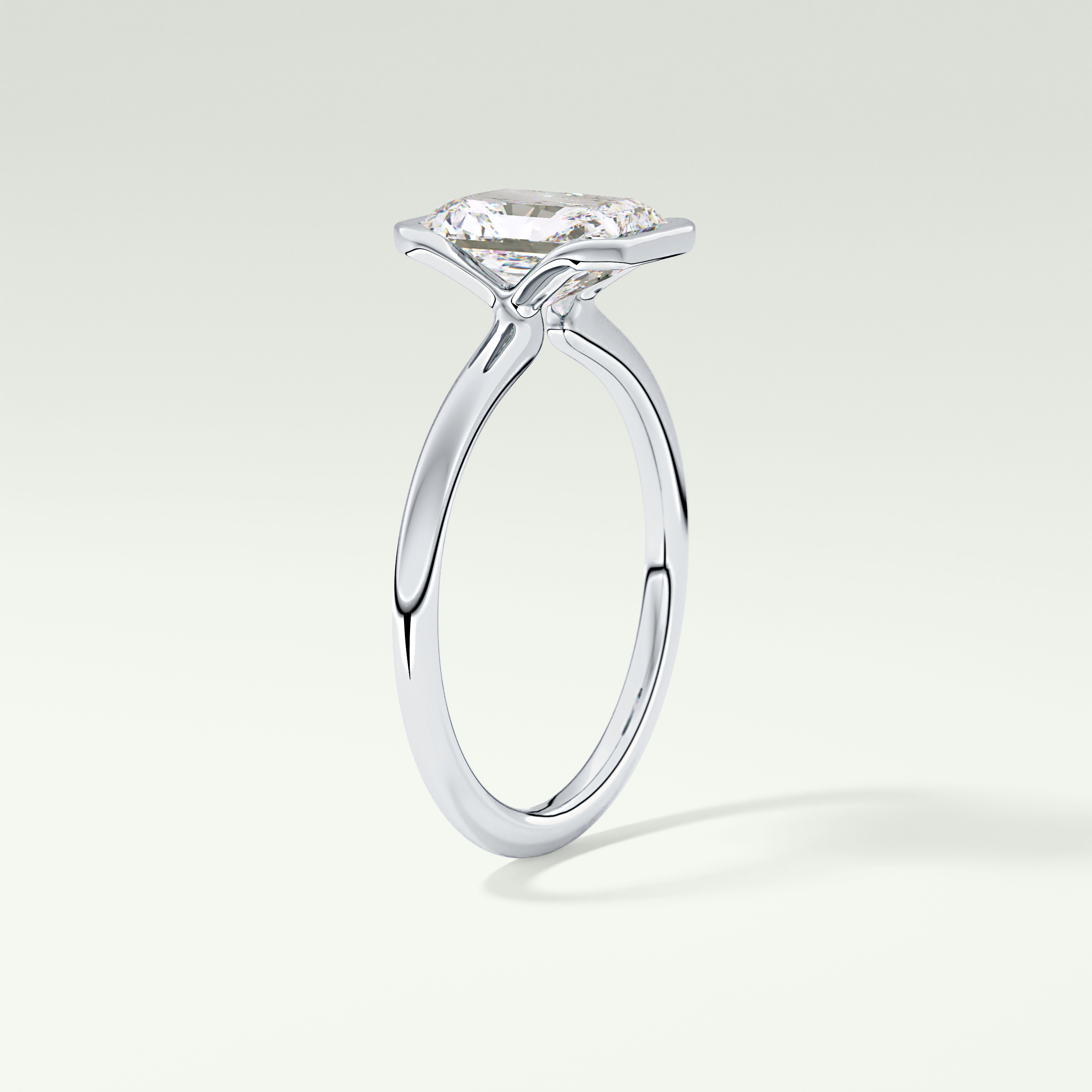 2.0 CT Radiant Cut Half Bezel Moissanite Engagement Ring 17