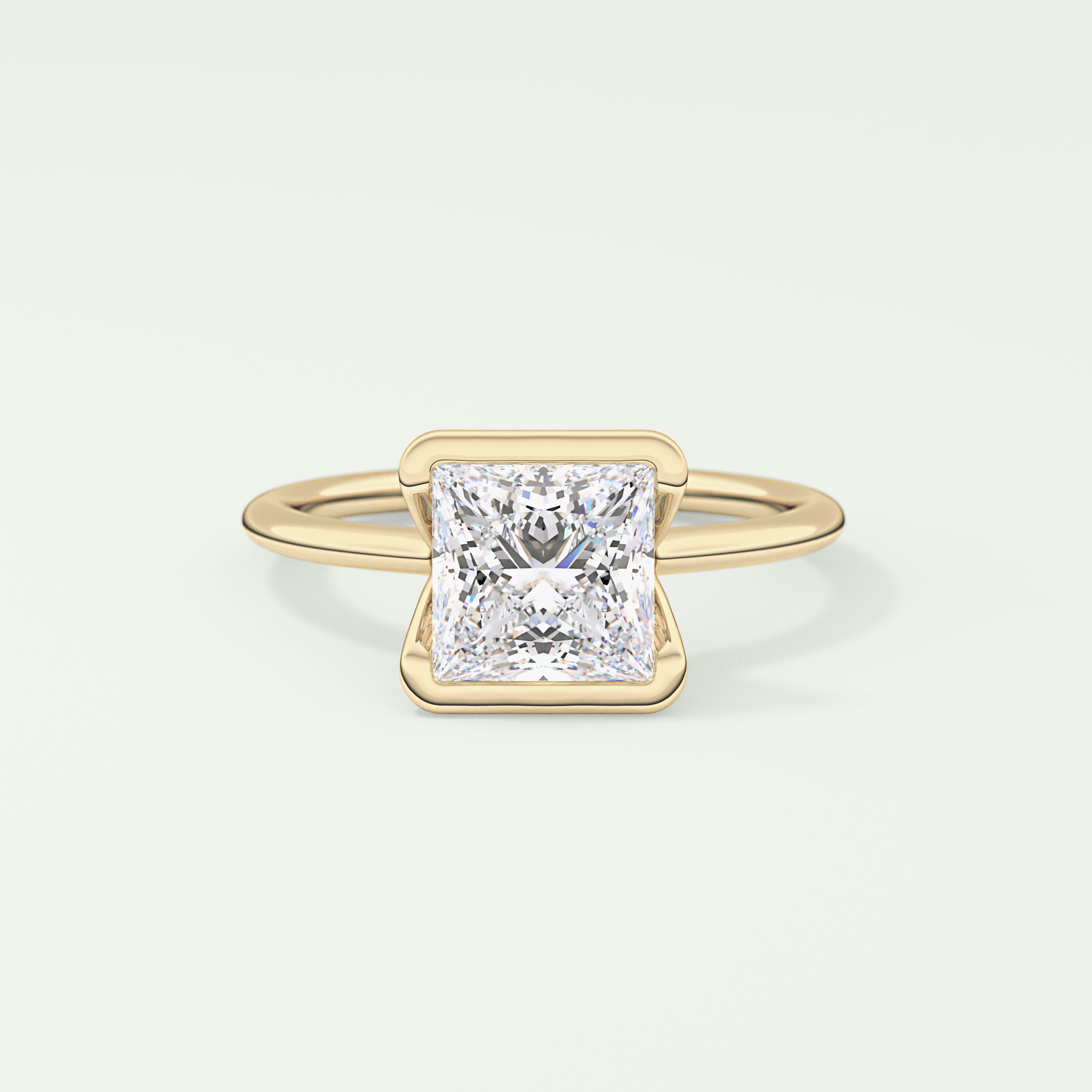 2.0 CT Princess Cut Half Bezel Lab-Grown Diamond Engagement Ring 1