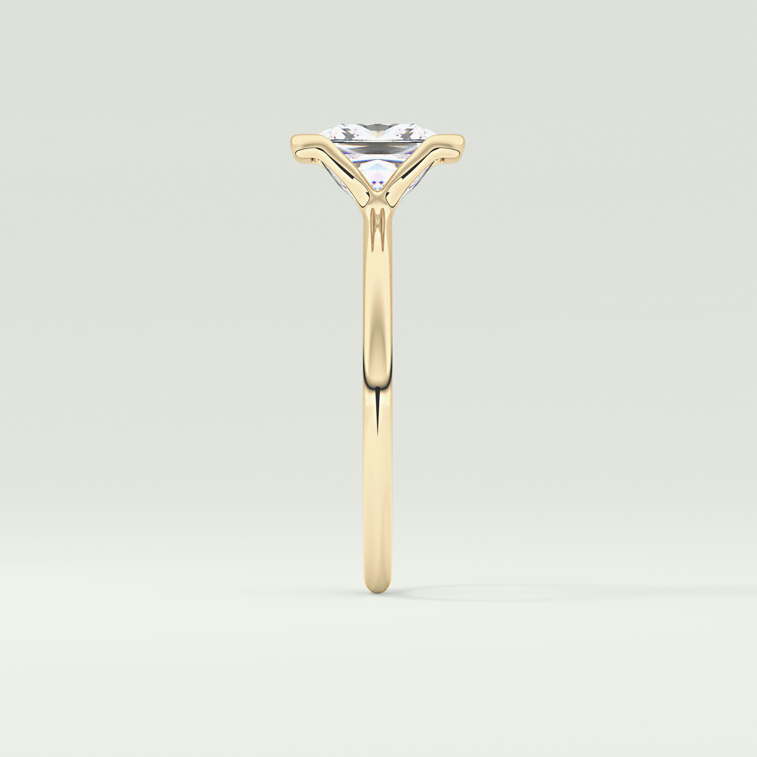 2.0 CT Princess Cut Half Bezel Lab-Grown Diamond Engagement Ring 4