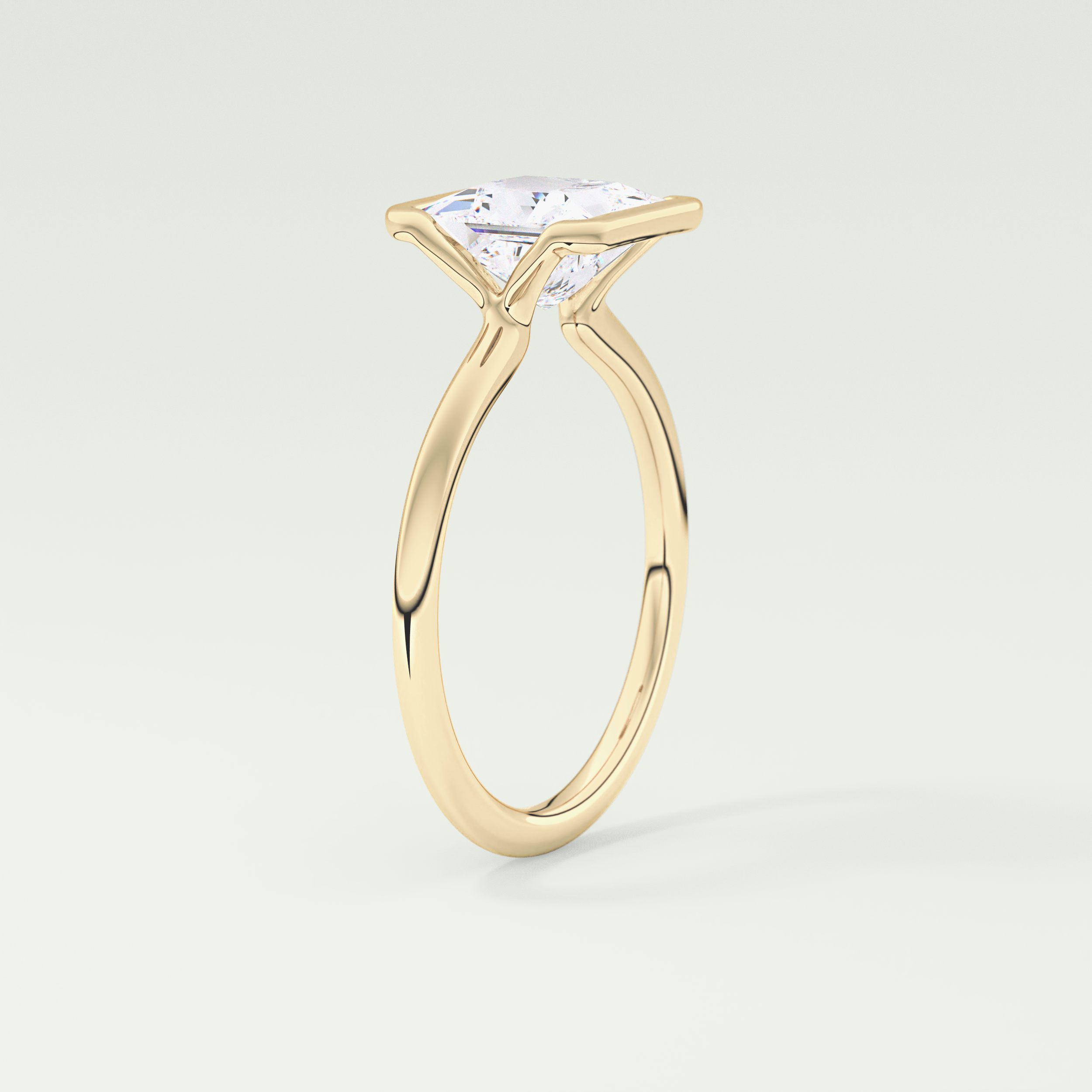 2.0 CT Princess Cut Half Bezel Lab-Grown Diamond Engagement Ring 5
