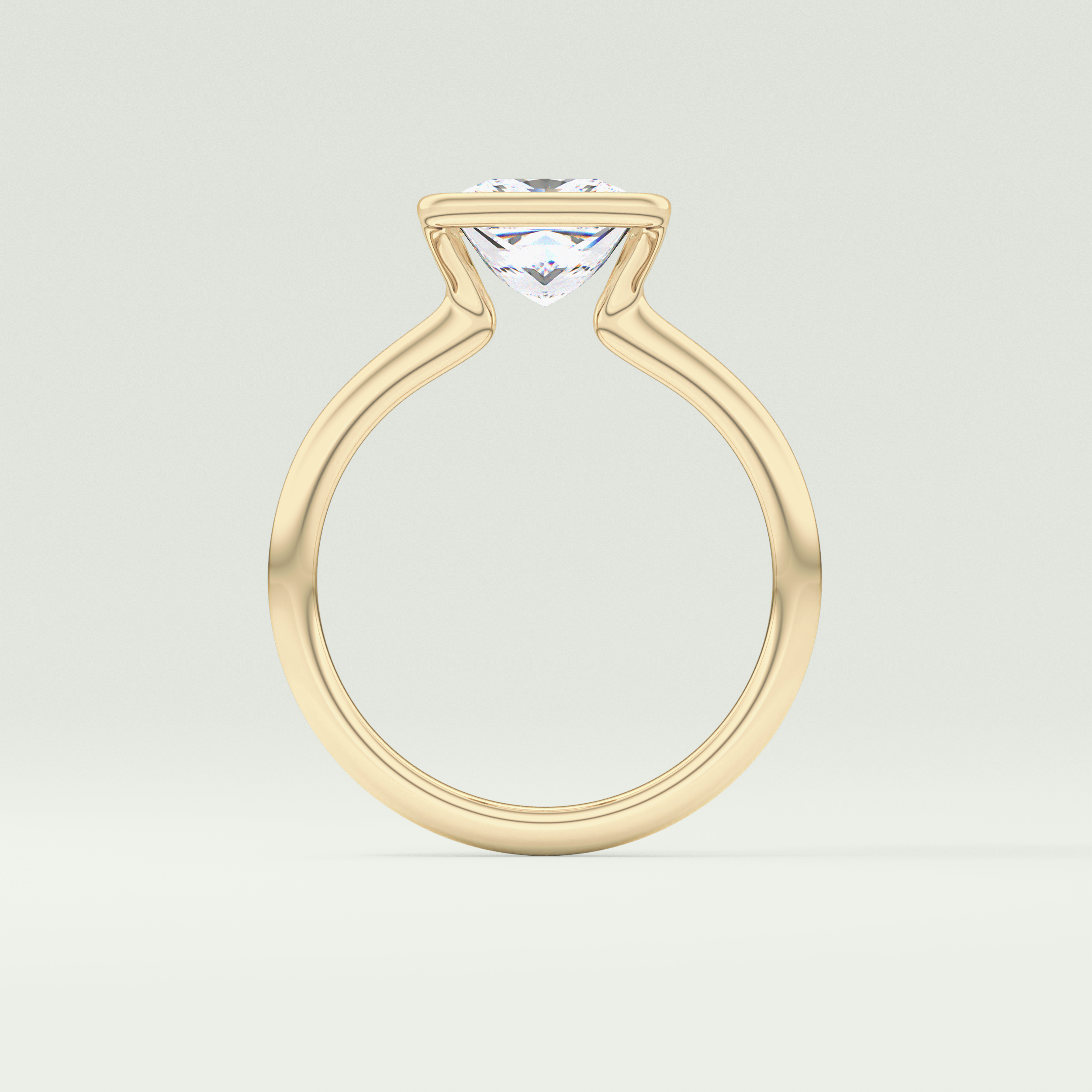 2.0 CT Princess Cut Half Bezel Lab-Grown Diamond Engagement Ring 6