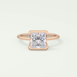 2.0 CT Princess Cut Half Bezel Lab-Grown Diamond Engagement Ring 7