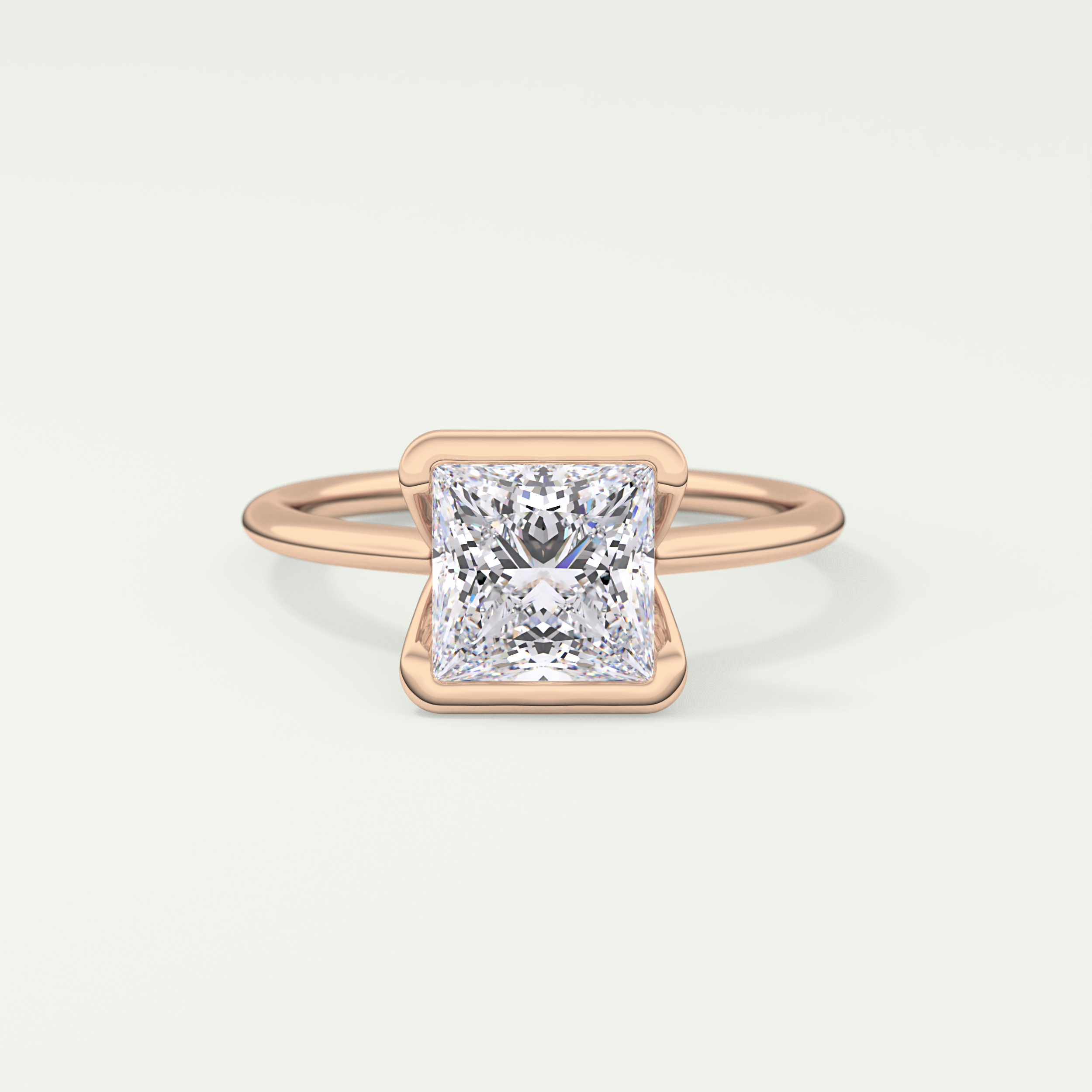 2.0 CT Princess Cut Half Bezel Lab-Grown Diamond Engagement Ring 7