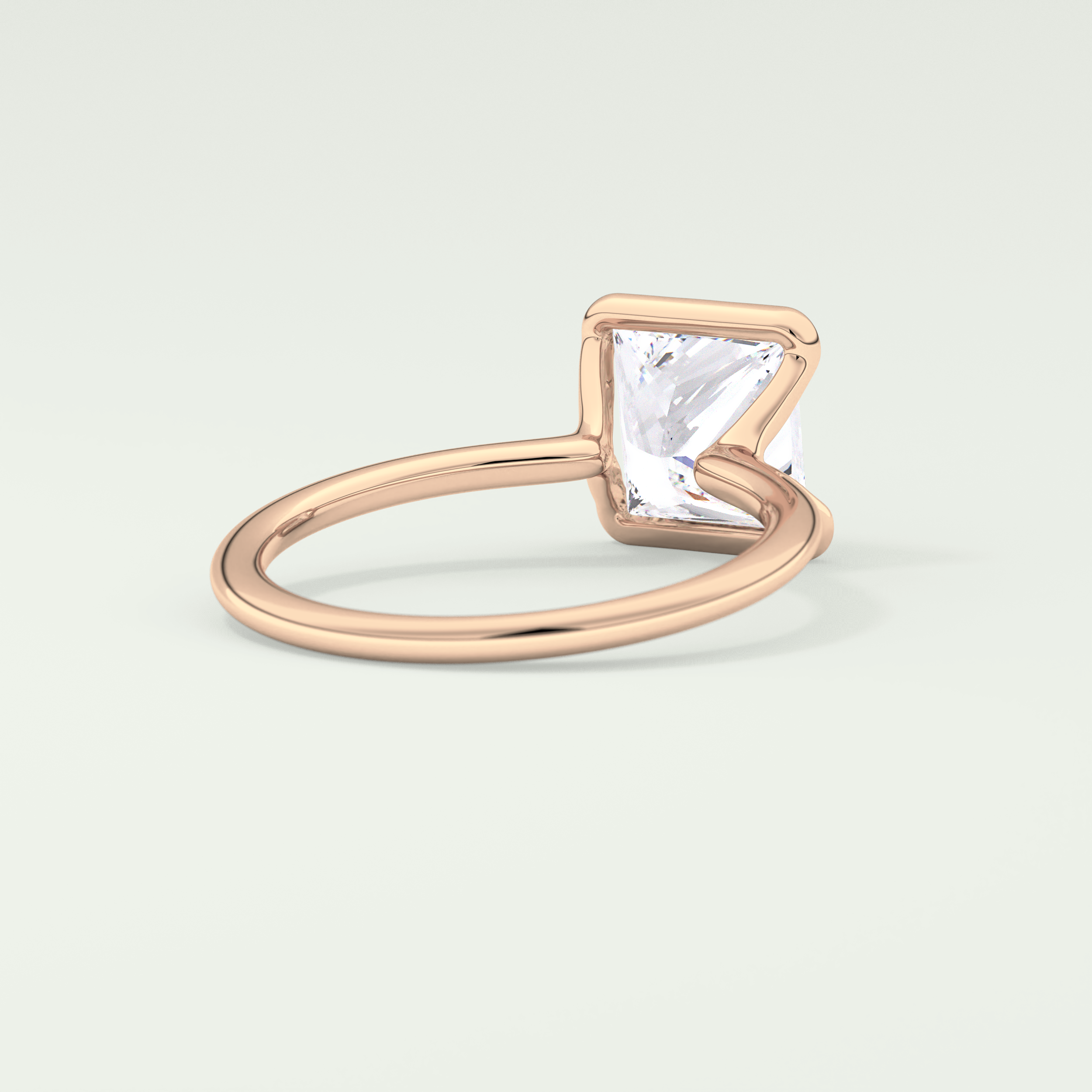 2.0 CT Princess Cut Half Bezel Lab-Grown Diamond Engagement Ring 8