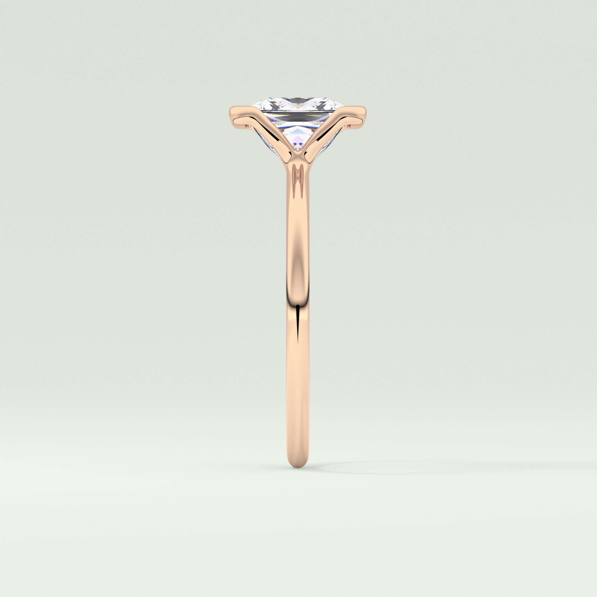 2.0 CT Princess Cut Half Bezel Lab-Grown Diamond Engagement Ring 10