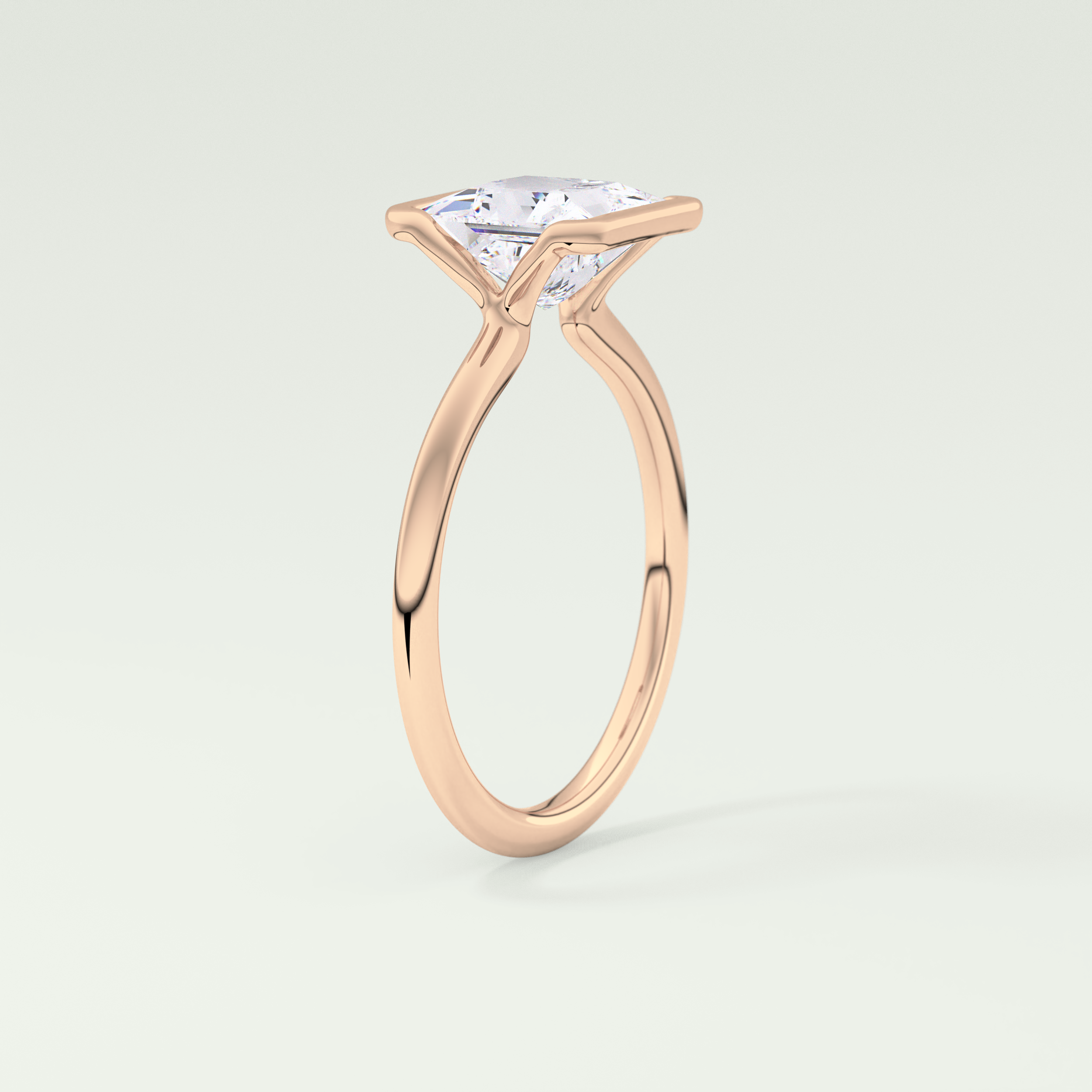 2.0 CT Princess Cut Half Bezel Lab-Grown Diamond Engagement Ring 11