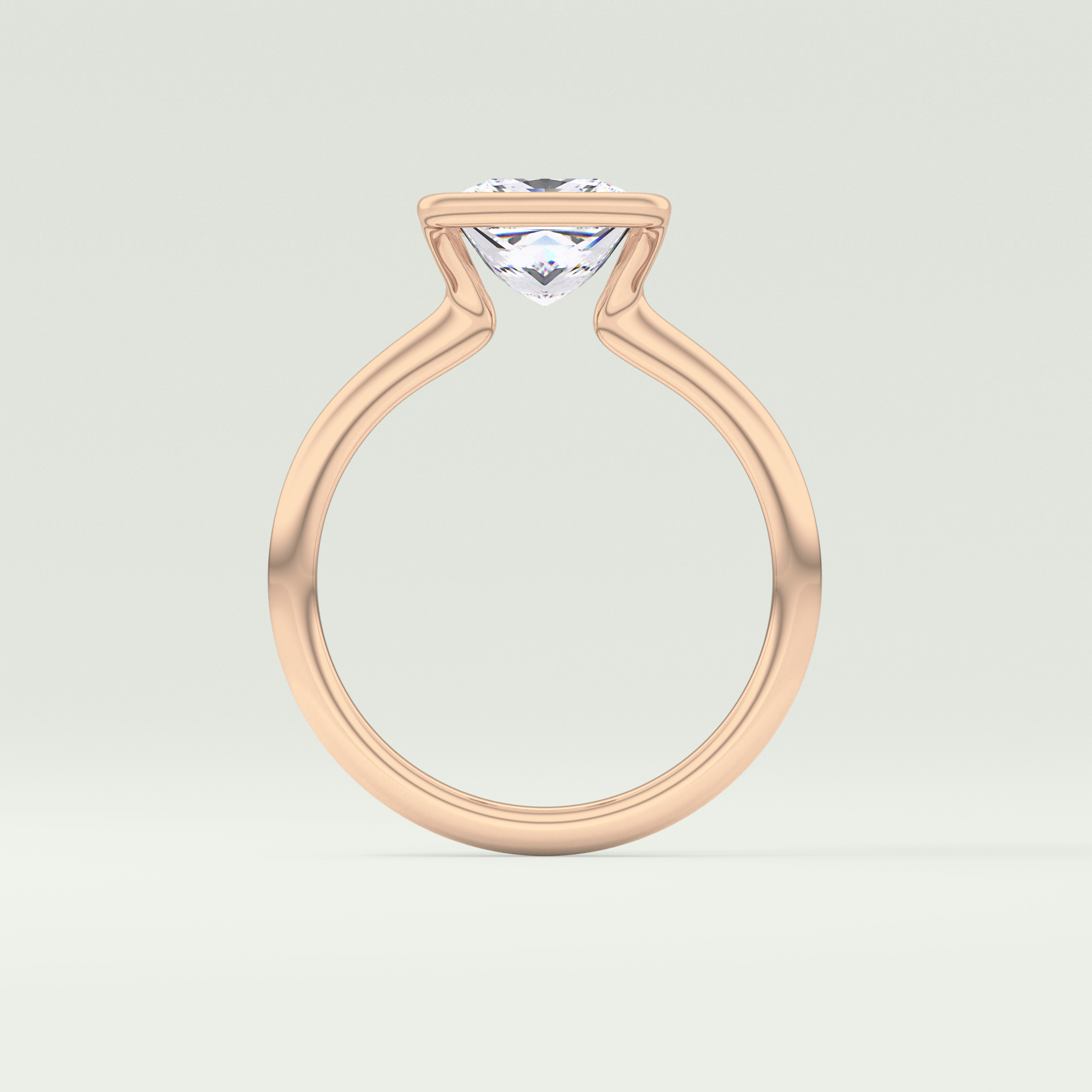 2.0 CT Princess Cut Half Bezel Lab-Grown Diamond Engagement Ring 12