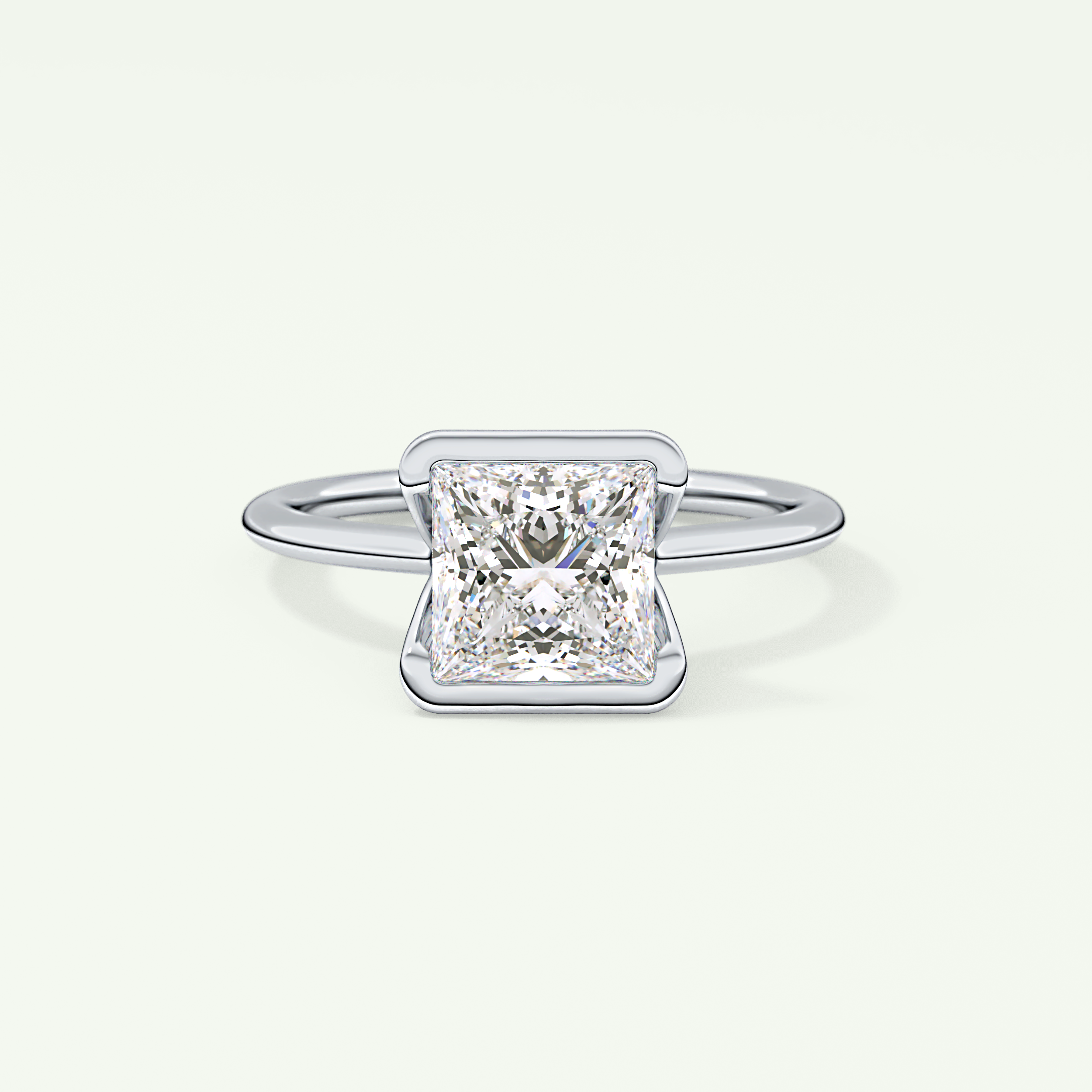 2.0 CT Princess Cut Half Bezel Lab-Grown Diamond Engagement Ring 13