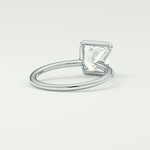 2.0 CT Princess Cut Half Bezel Lab-Grown Diamond Engagement Ring 14
