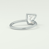 2.0 CT Princess Cut Half Bezel Lab-Grown Diamond Engagement Ring 14