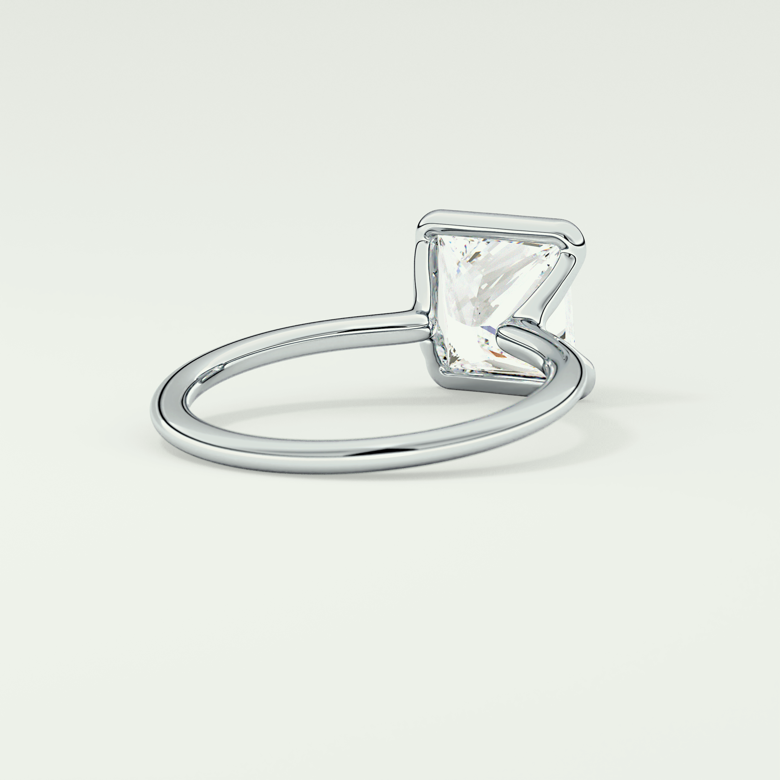 2.0 CT Princess Cut Half Bezel Lab-Grown Diamond Engagement Ring 14