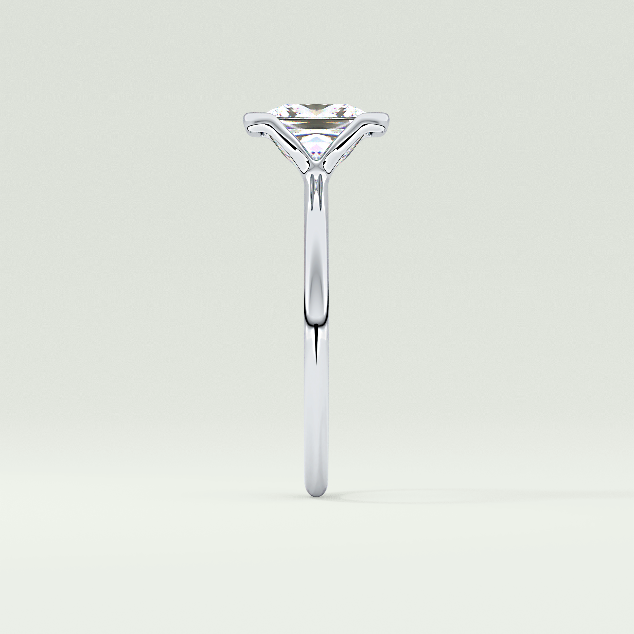 2.0 CT Princess Cut Half Bezel Lab-Grown Diamond Engagement Ring 16