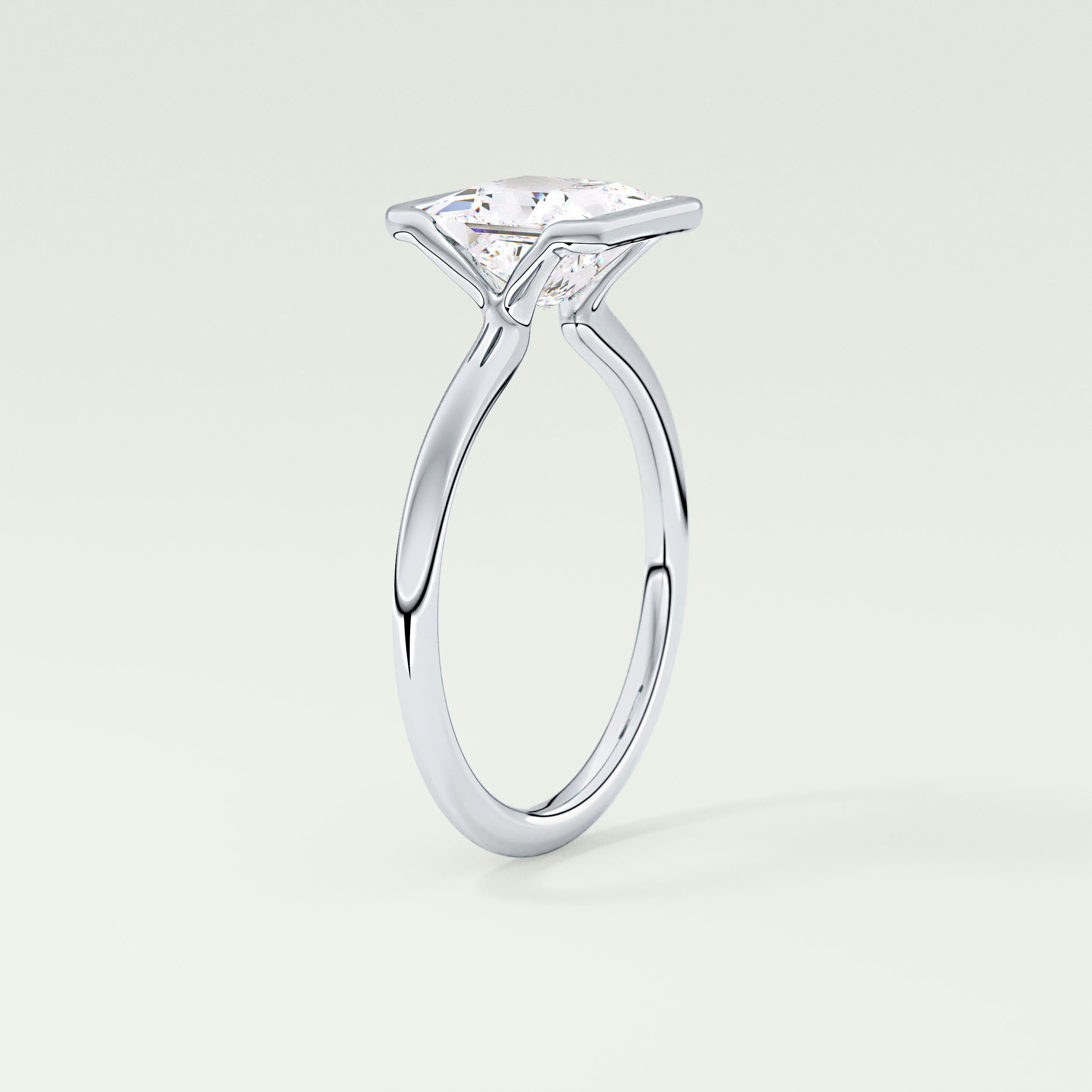2.0 CT Princess Cut Half Bezel Lab-Grown Diamond Engagement Ring 17