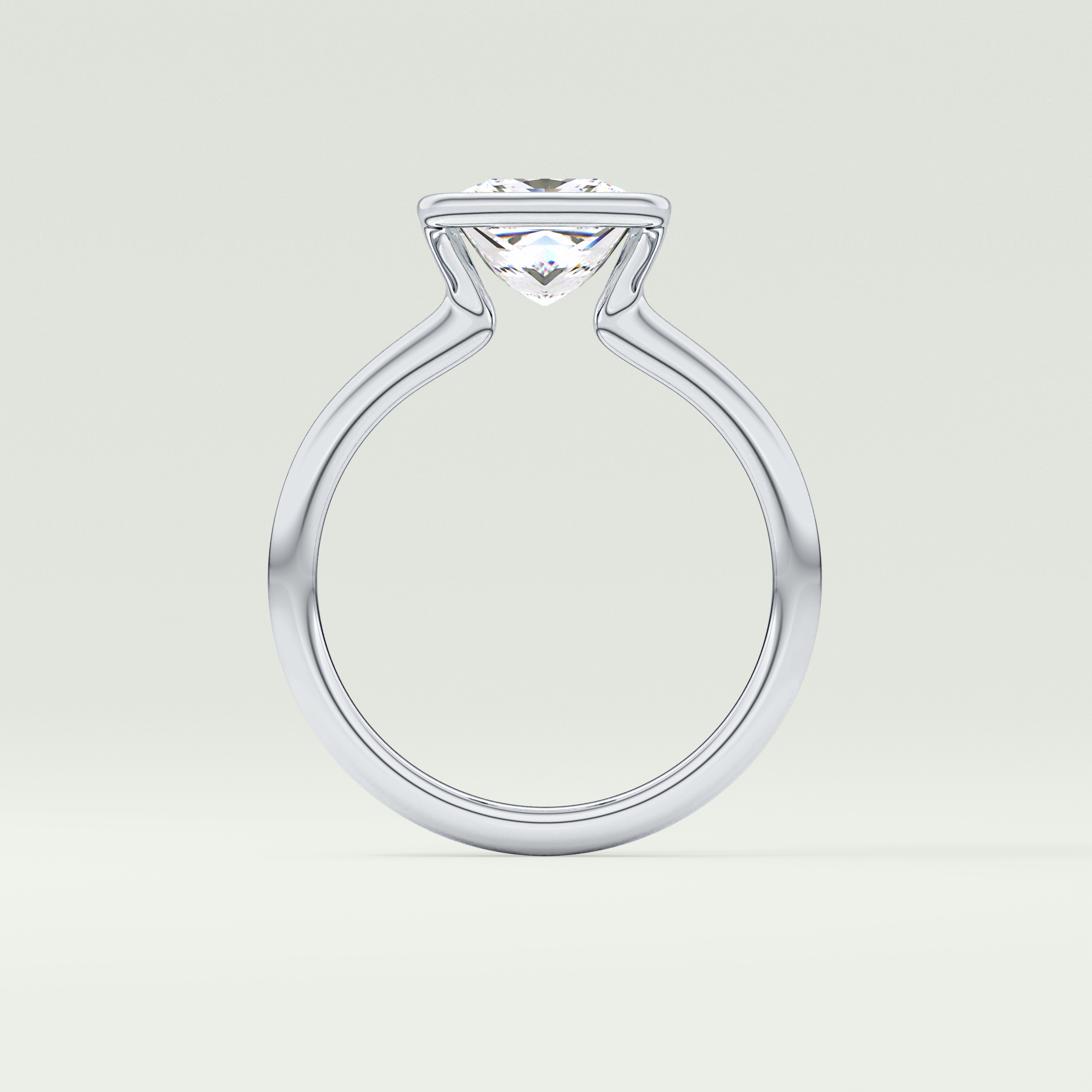 2.0 CT Princess Cut Half Bezel Lab-Grown Diamond Engagement Ring 18