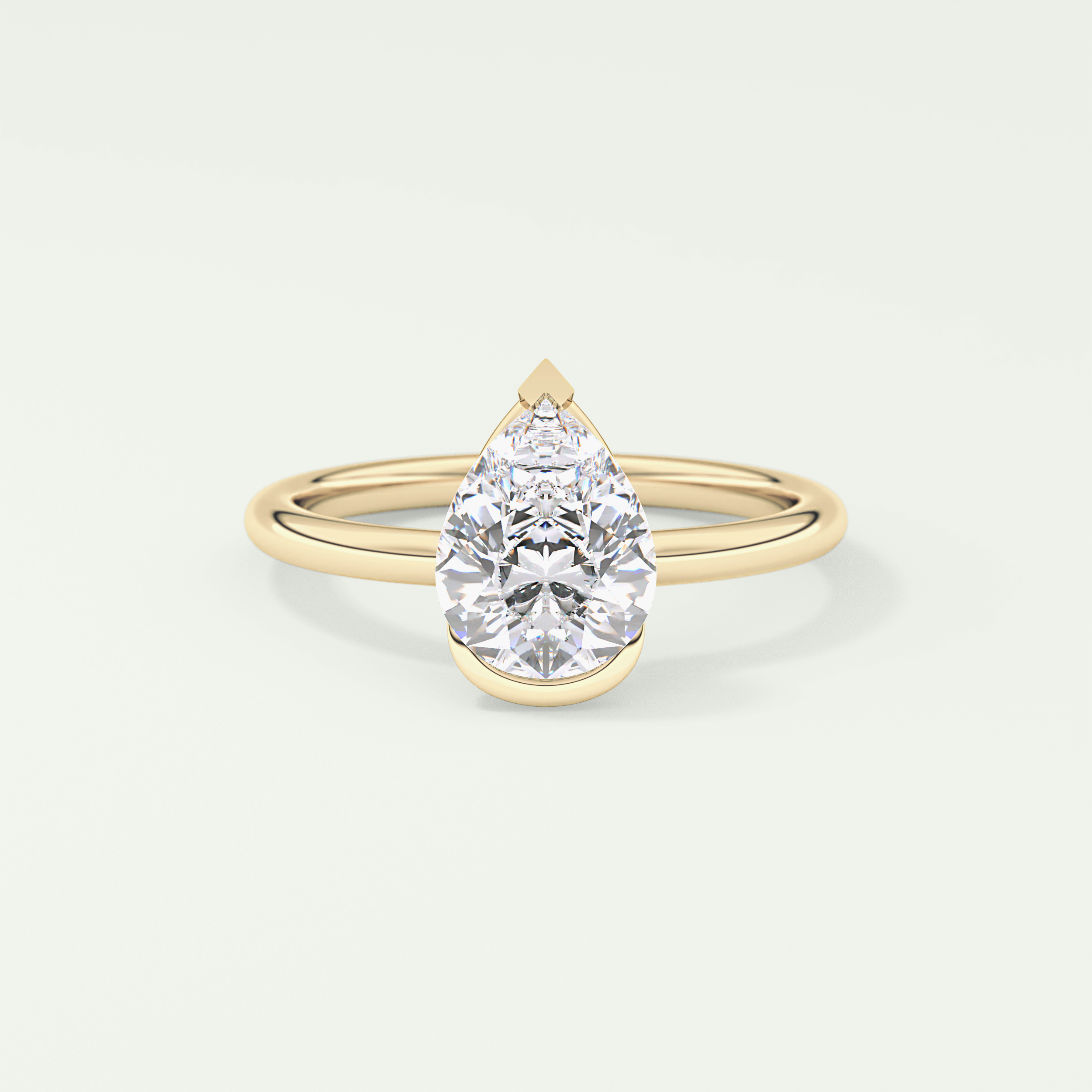 2.0 CT Pear Cut Half Bezel Lab-Grown Diamond Engagement Ring 1