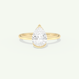 2.0 CT Pear Cut Half Bezel Lab-Grown Diamond Engagement Ring