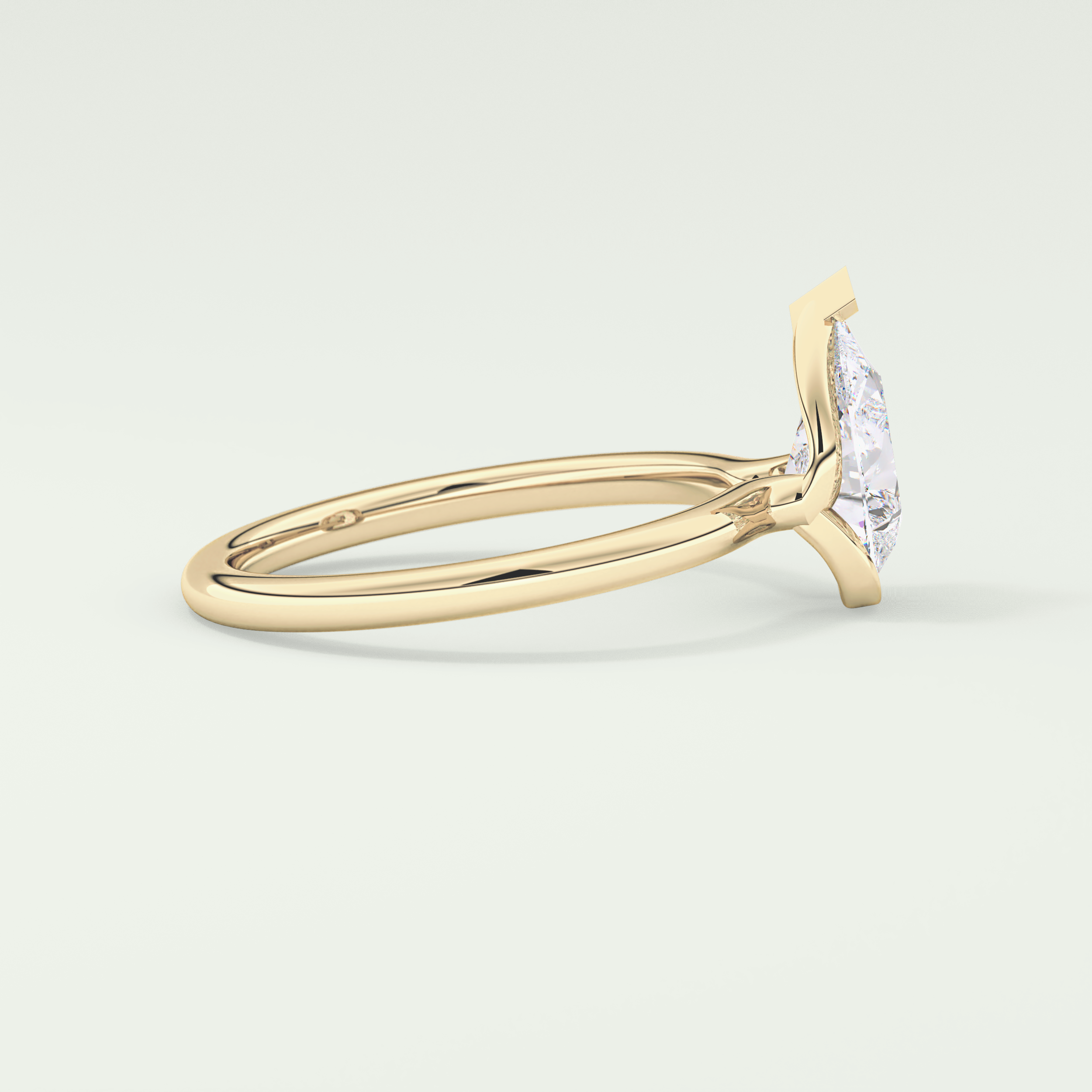 2.0 CT Pear Cut Half Bezel Lab-Grown Diamond Engagement Ring 3