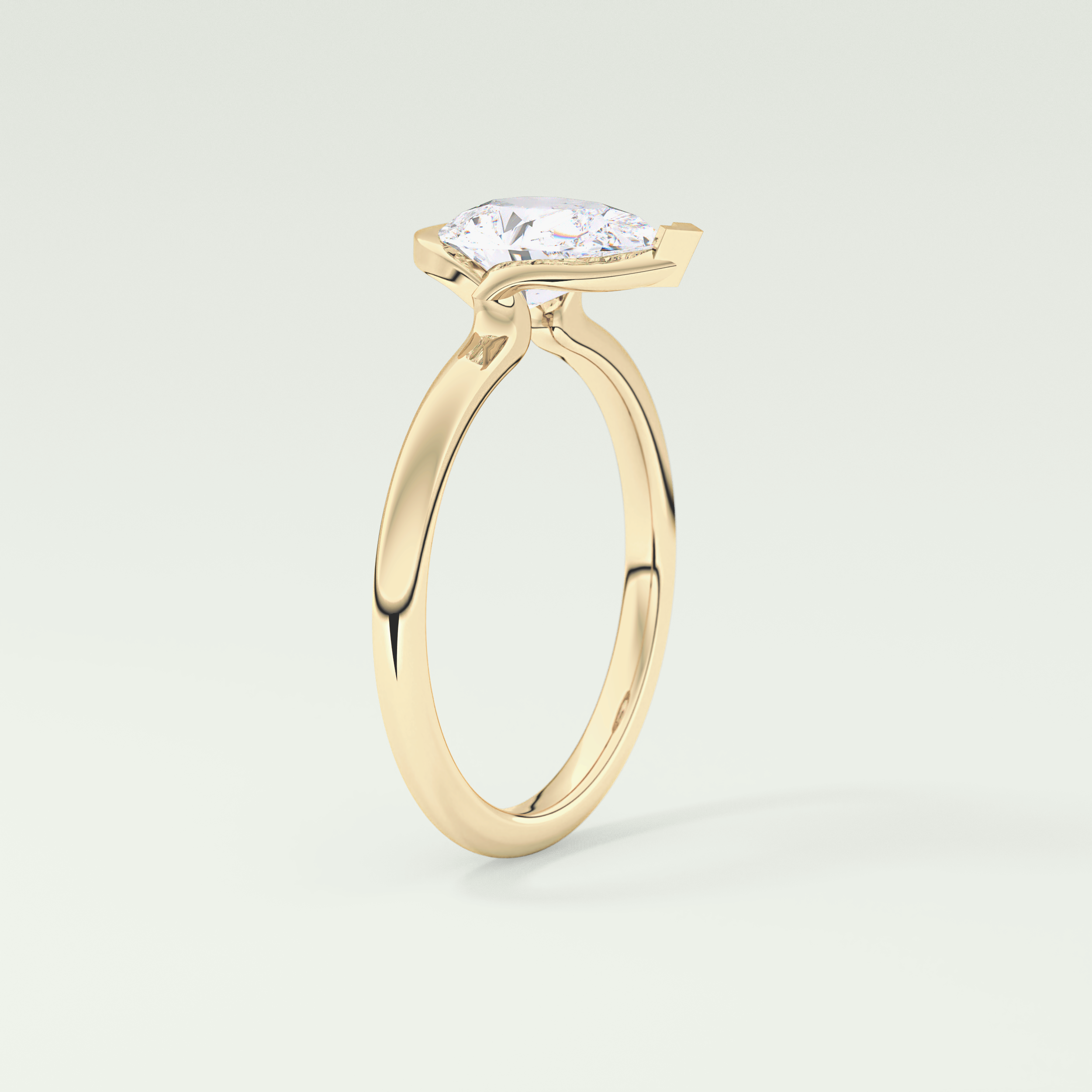 2.0 CT Pear Cut Half Bezel Lab-Grown Diamond Engagement Ring 5