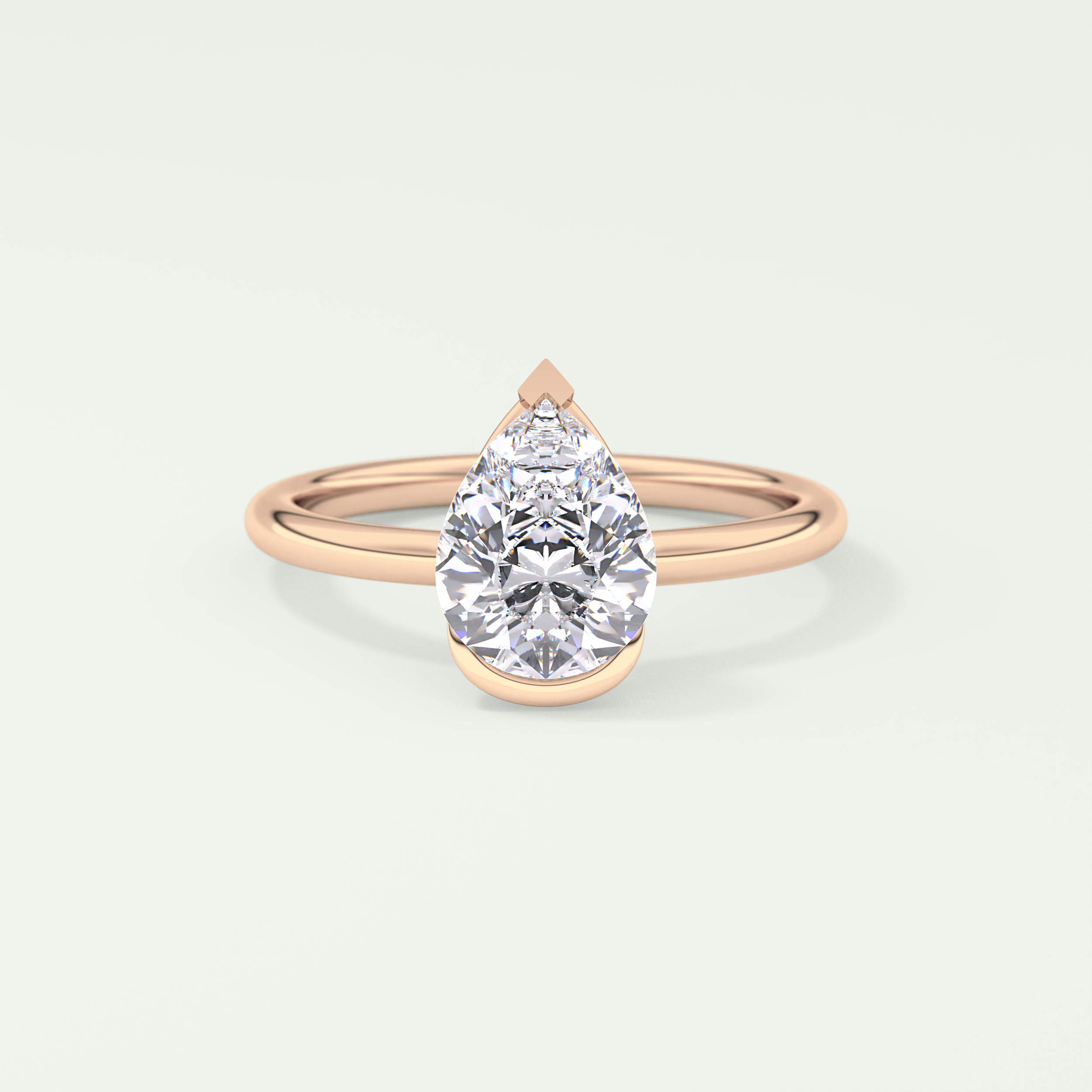 2.0 CT Pear Cut Half Bezel Lab-Grown Diamond Engagement Ring 7