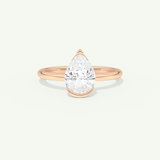 2.0 CT Pear Cut Half Bezel Moissanite Engagement Ring