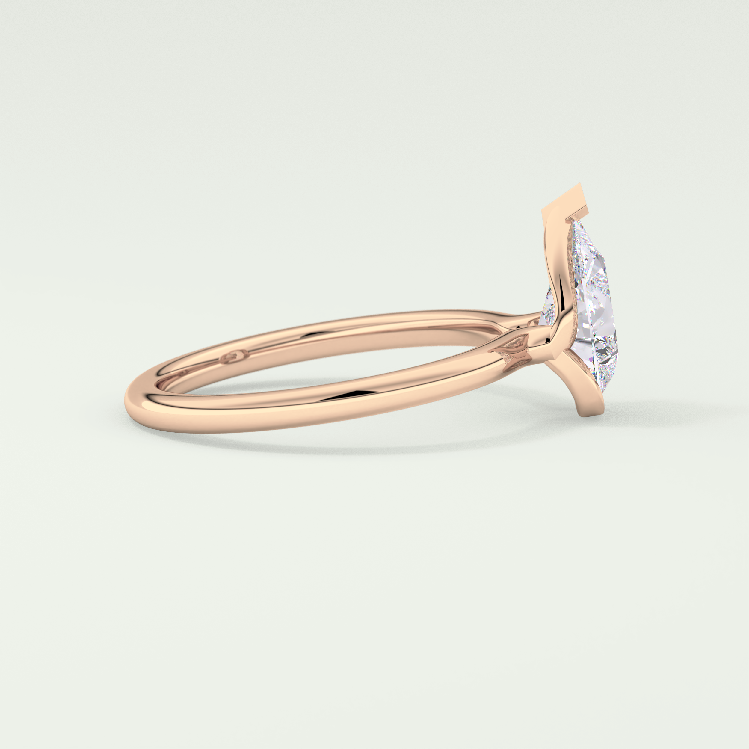 2.0 CT Pear Cut Half Bezel Lab-Grown Diamond Engagement Ring 9