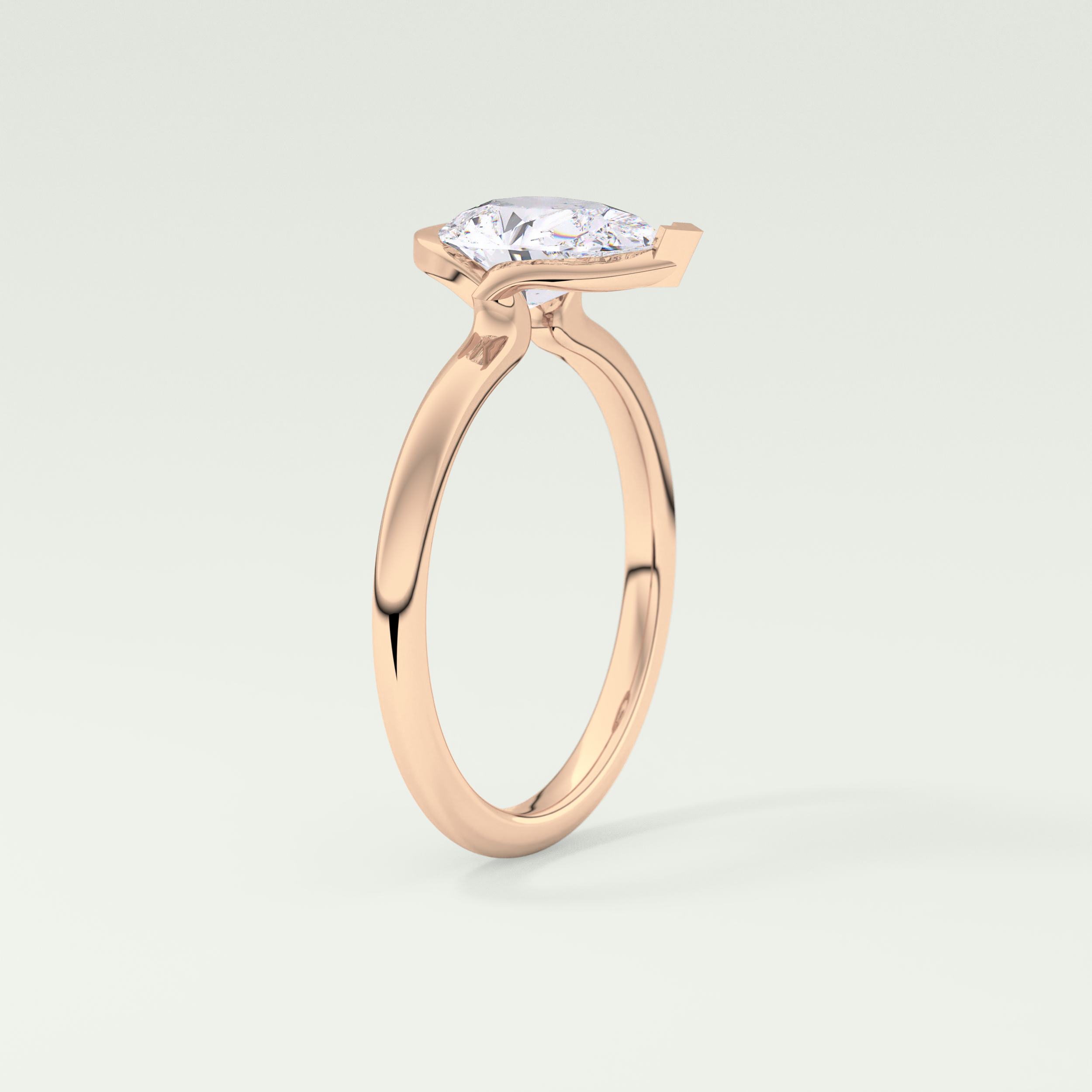 2.0 CT Pear Cut Half Bezel Moissanite Engagement Ring