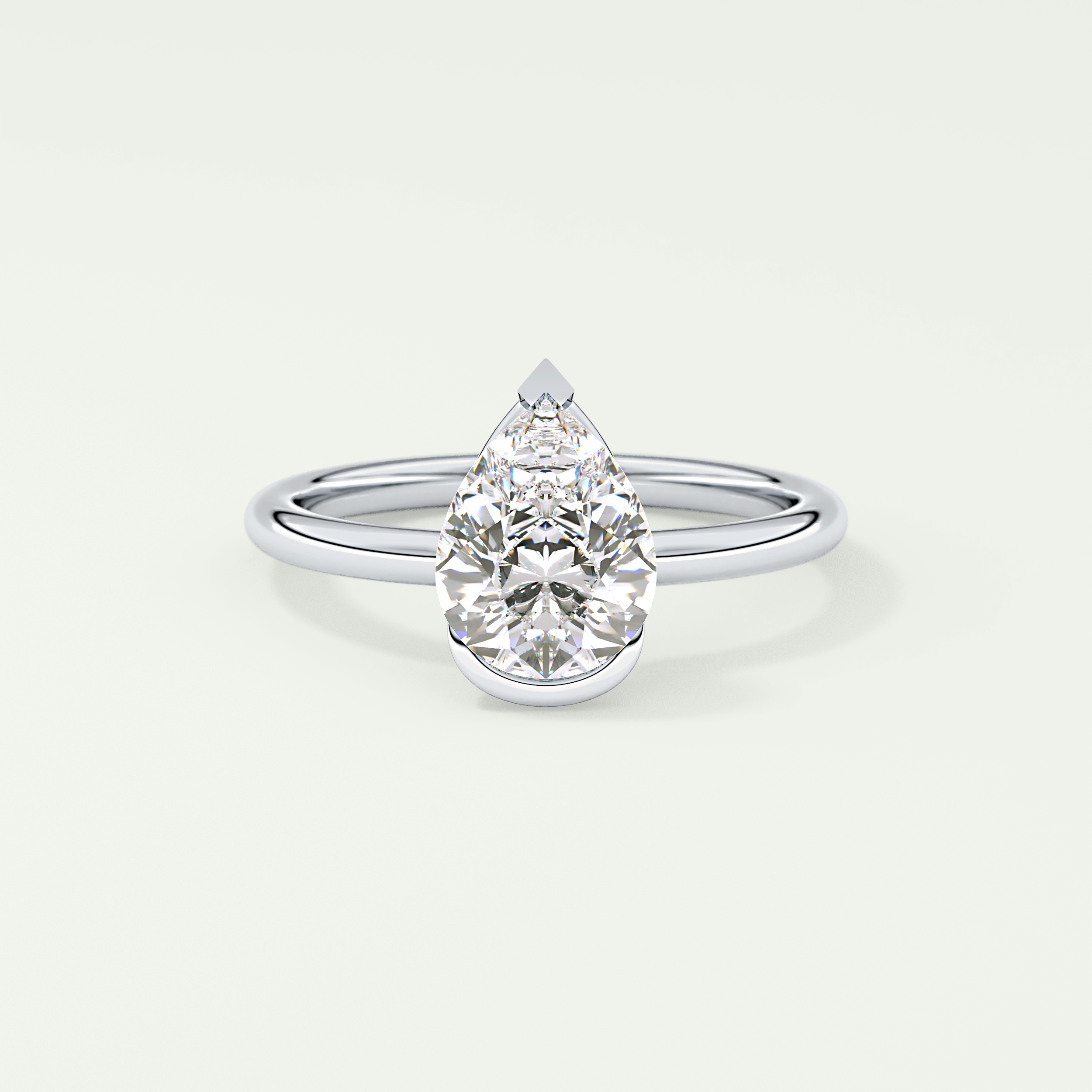 2.0 CT Pear Cut Half Bezel Lab-Grown Diamond Engagement Ring 13