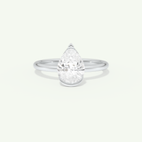 2.0 CT Pear Cut Half Bezel Lab-Grown Diamond Engagement Ring