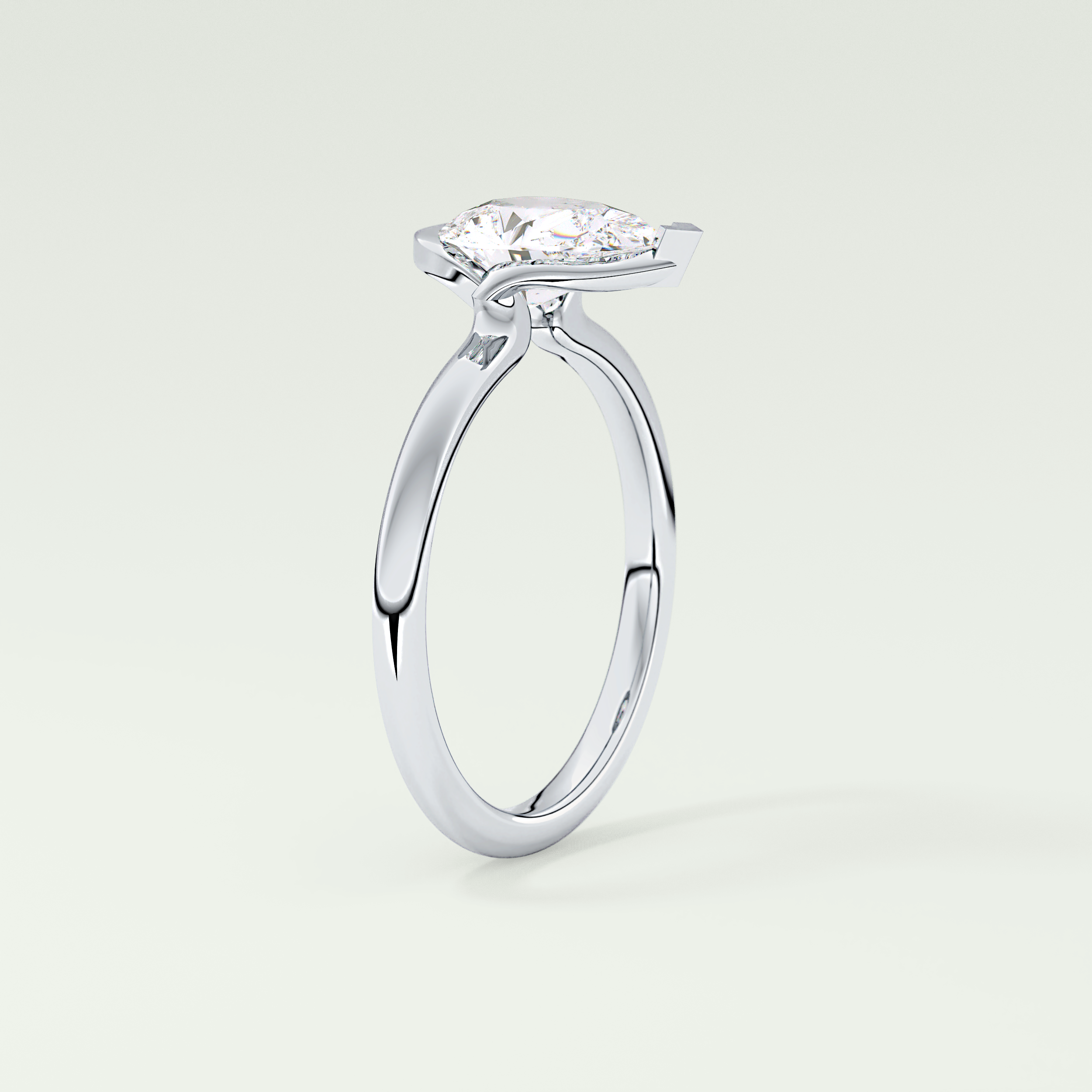 2.0 CT Pear Cut Half Bezel Lab-Grown Diamond Engagement Ring 17