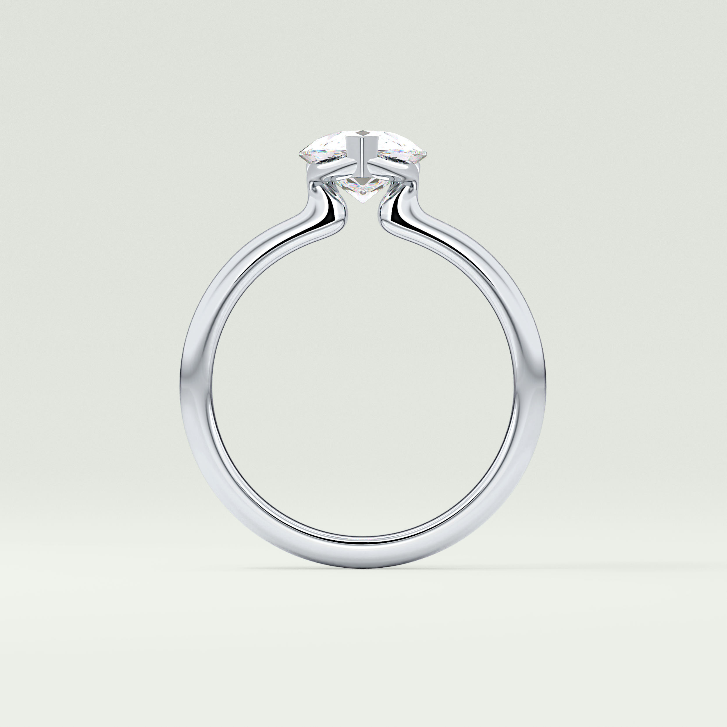 2.0 CT Pear Cut Half Bezel Lab-Grown Diamond Engagement Ring 18