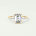 2.0 CT Emerald Cut Half Bezel Three Stone Lab-Grown Diamond Engagement Ring 1