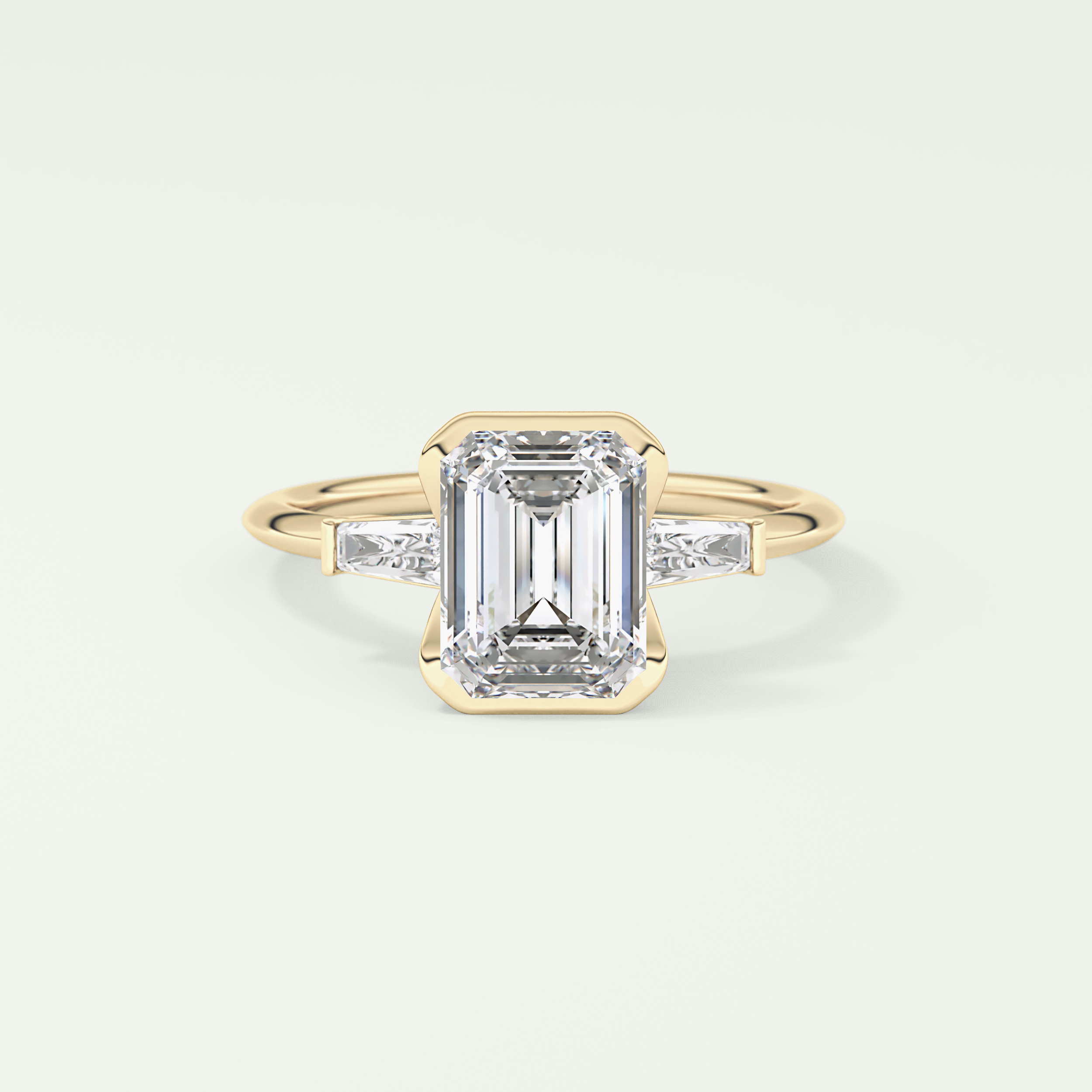 2.0 CT Emerald Cut Half Bezel Three Stone Lab-Grown Diamond Engagement Ring 1