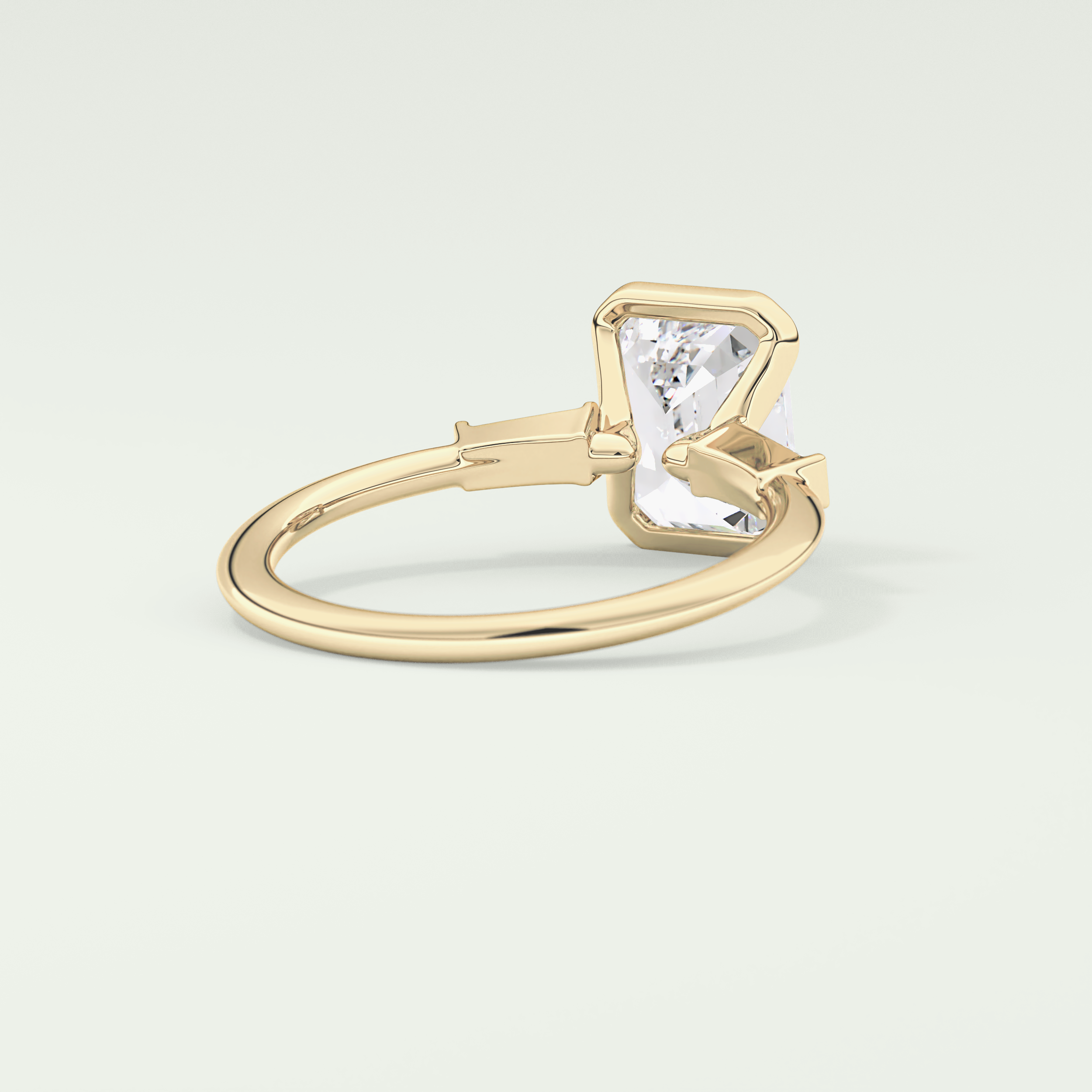 2.0 CT Emerald Cut Half Bezel Three Stone Lab-Grown Diamond Engagement Ring 2