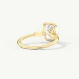 2.0 CT Emerald Cut Half Bezel Three Stone Moissanite Engagement Ring