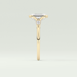 2.0 CT Emerald Cut Half Bezel Three Stone Lab-Grown Diamond Engagement Ring 4