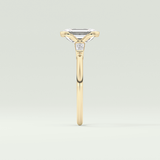2.0 CT Emerald Cut Half Bezel Three Stone Lab-Grown Diamond Engagement Ring 4