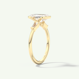 2.0 CT Emerald Cut Half Bezel Three Stone Moissanite Engagement Ring