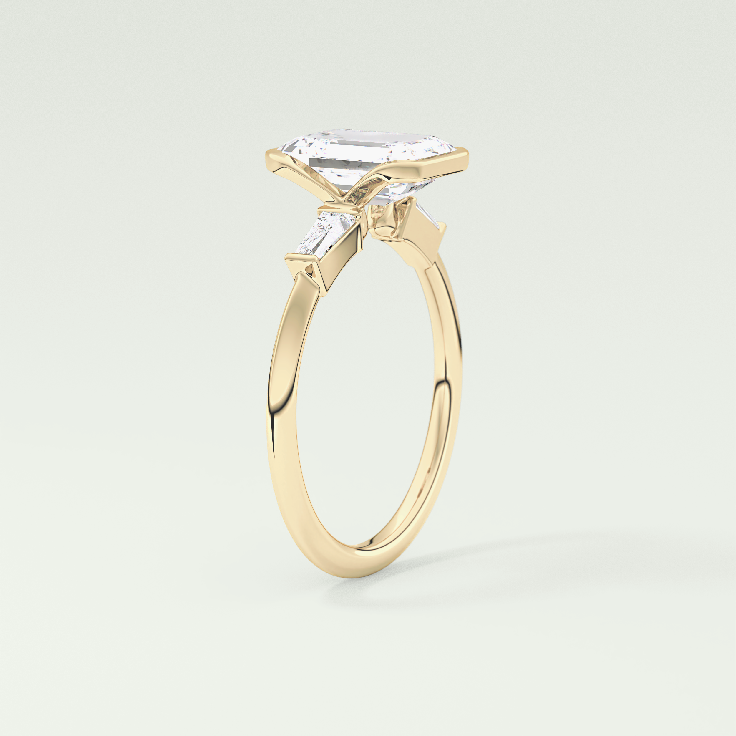 2.0 CT Emerald Cut Half Bezel Three Stone Lab-Grown Diamond Engagement Ring 5