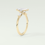 2.0 CT Emerald Cut Half Bezel Three Stone Moissanite Engagement Ring