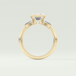 2.0 CT Emerald Cut Half Bezel Three Stone Lab-Grown Diamond Engagement Ring 6