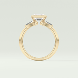 2.0 CT Emerald Cut Half Bezel Three Stone Lab-Grown Diamond Engagement Ring 6