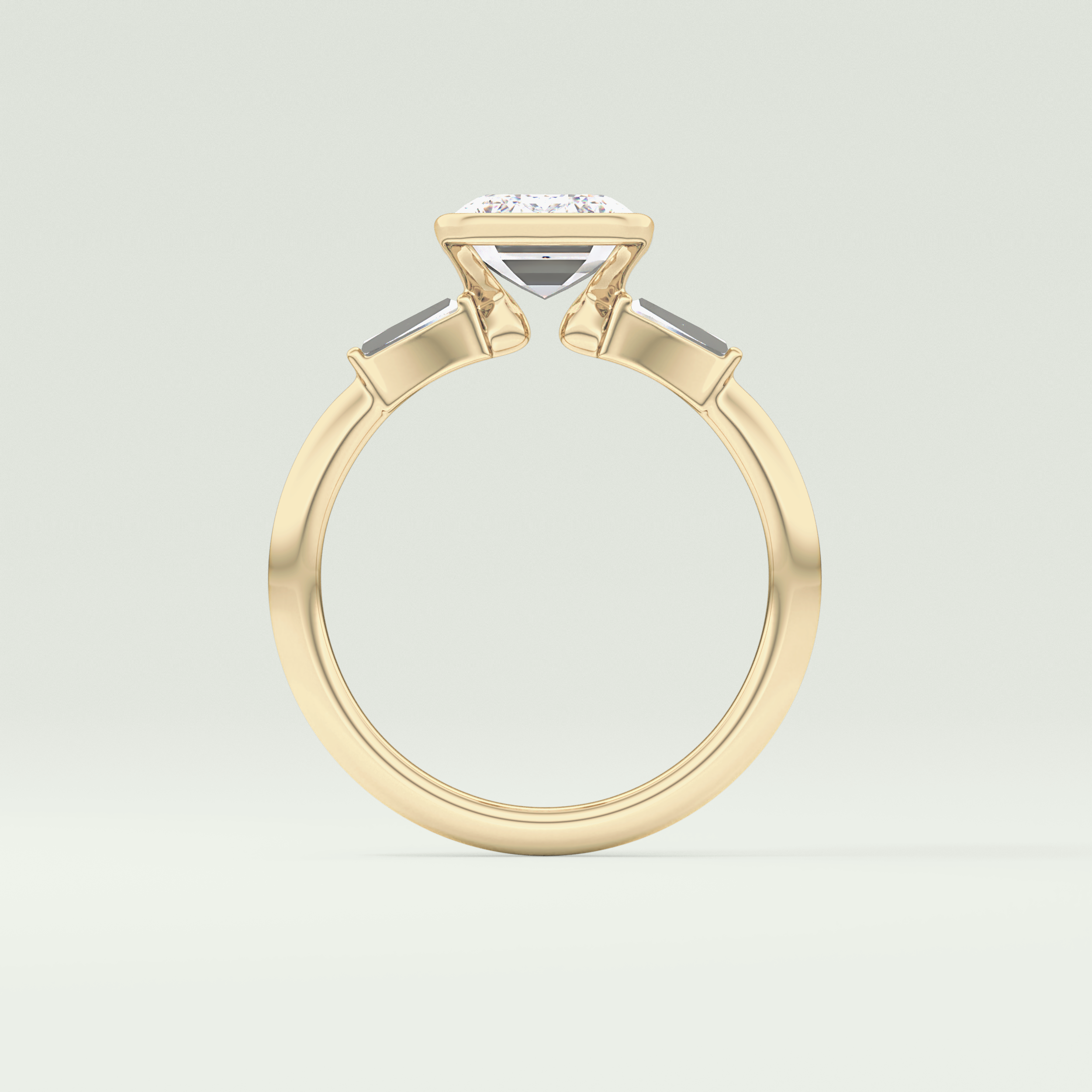 2.0 CT Emerald Cut Half Bezel Three Stone Lab-Grown Diamond Engagement Ring 6