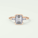 2.0 CT Emerald Cut Half Bezel Three Stone Lab-Grown Diamond Engagement Ring 7